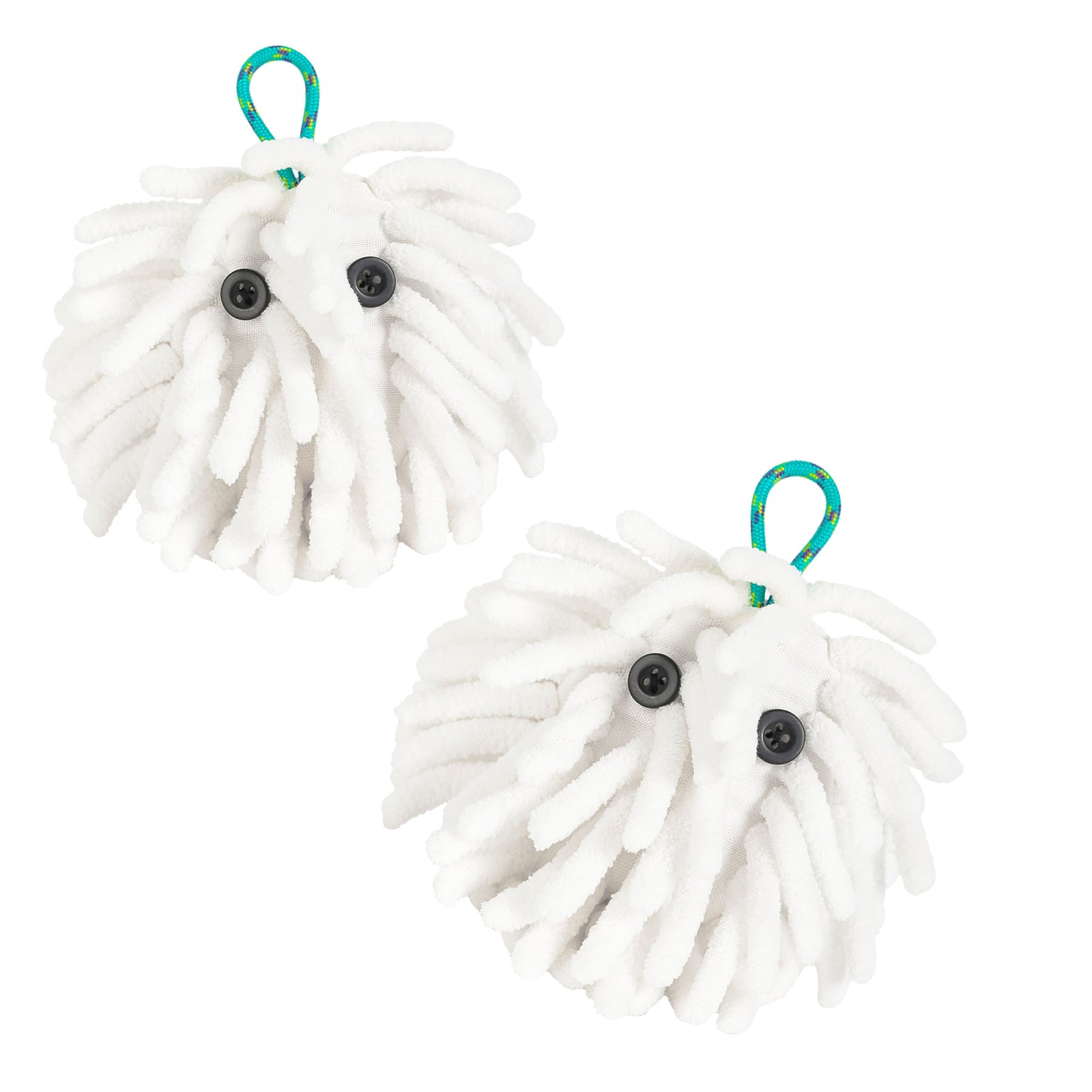 A photo of two Chalktopus. Each with many chalk grabbing tentacles made of microfibre material and two button eyes. Very cute. 